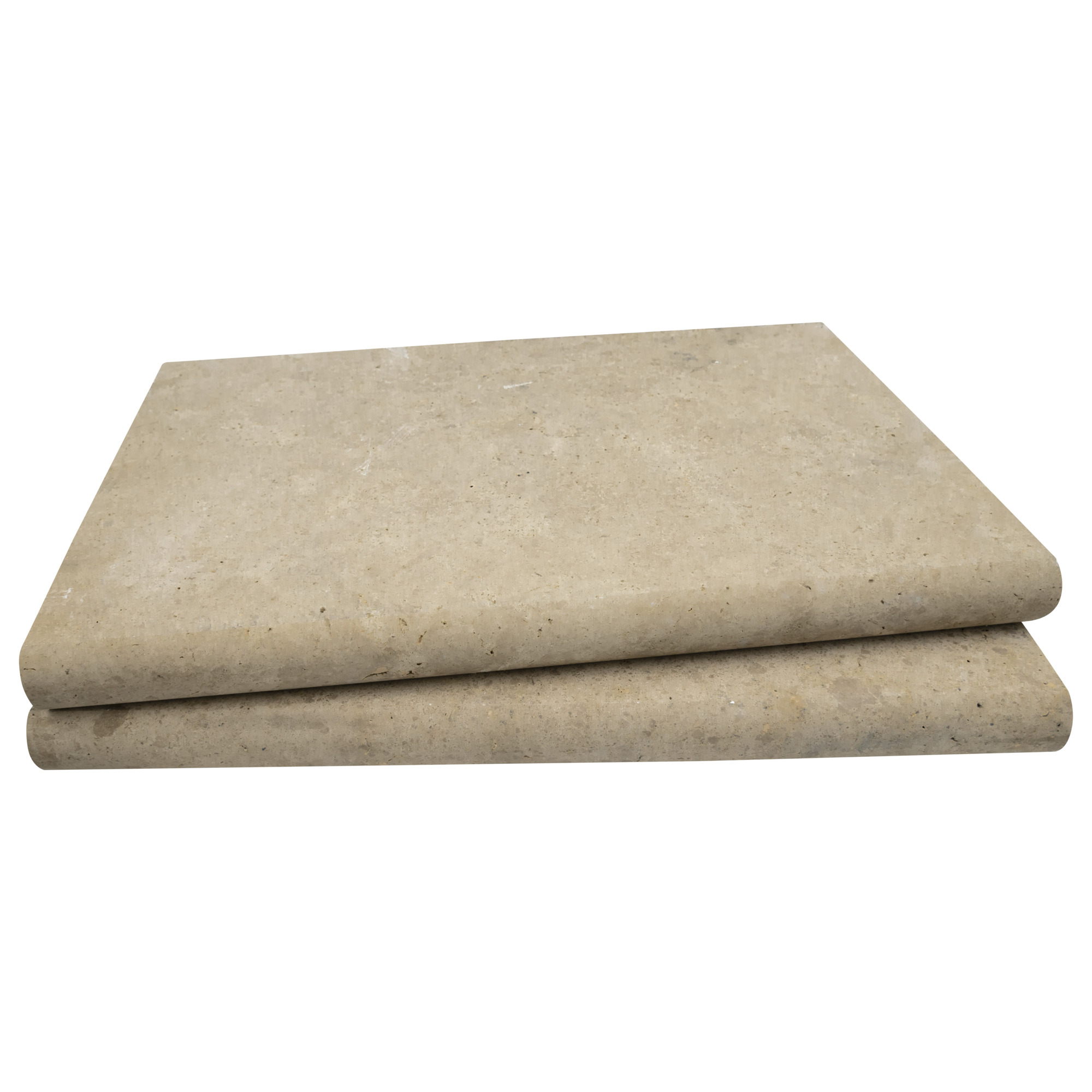 Ackland Marzana Almond Brushed Travertine Pool Coping — 16in. x 24in., Bullnose Edge, Model# NTE-LSC-131